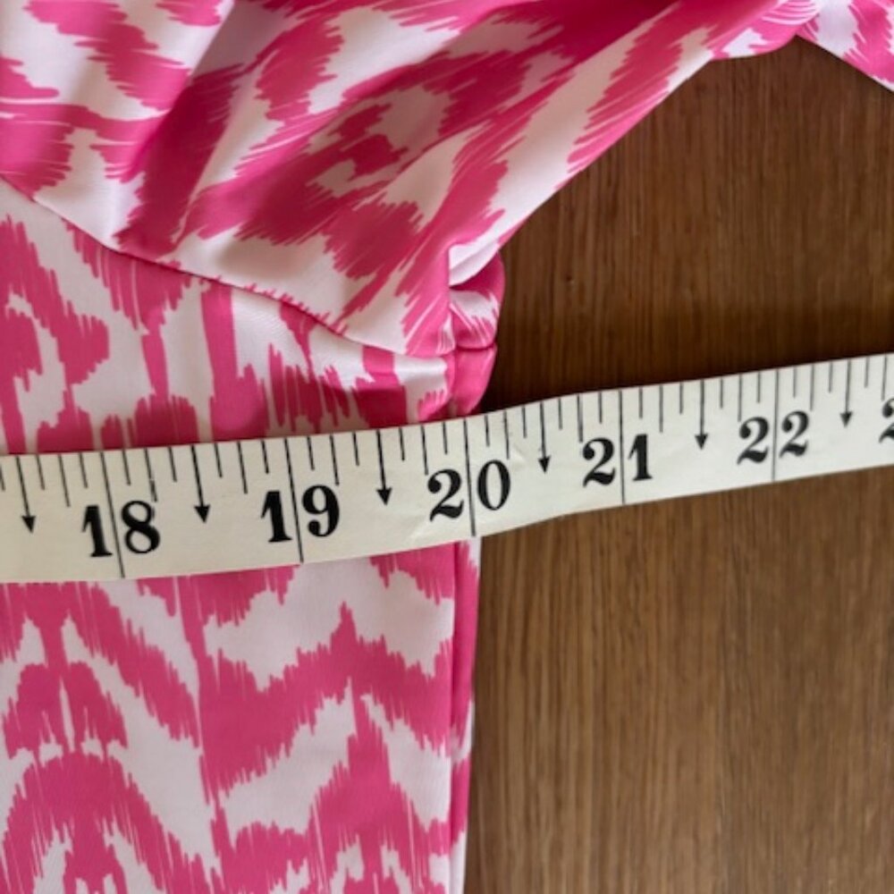 Caribbean Joe NWT Pink White Tropical Print V Neck UPF 50+ Dress Medium - Picture 5 of 6